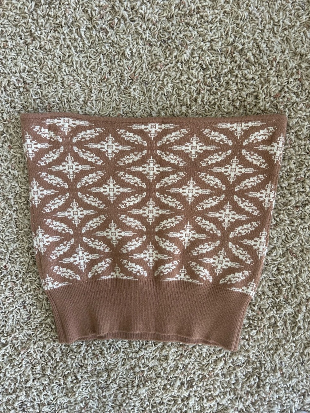 Free People Heathered Rust and Cream Knit Tube Top
